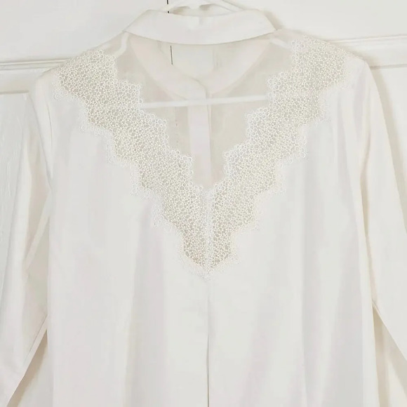 Elie Tahari NWOT Women's Lace Embroidery Button Down Blouse Small‎ Sheer Silk - Picture 8 of 15